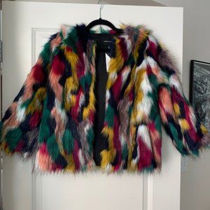 Jealous Tomato Multicolored Faux Fur Coat - NWT